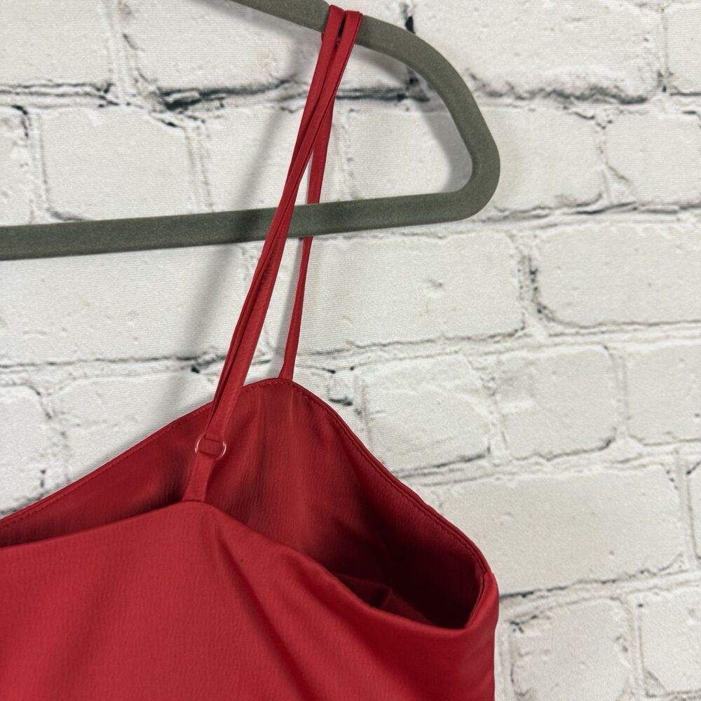 WAYF Red Empire Waist Satin Slip Midi Dress Party Cocktail NWT - Picture 11 of 14